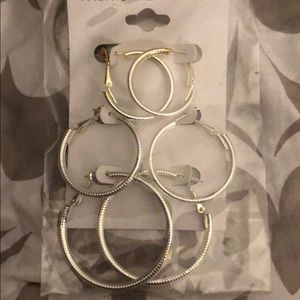 3 pair of hoop earrings